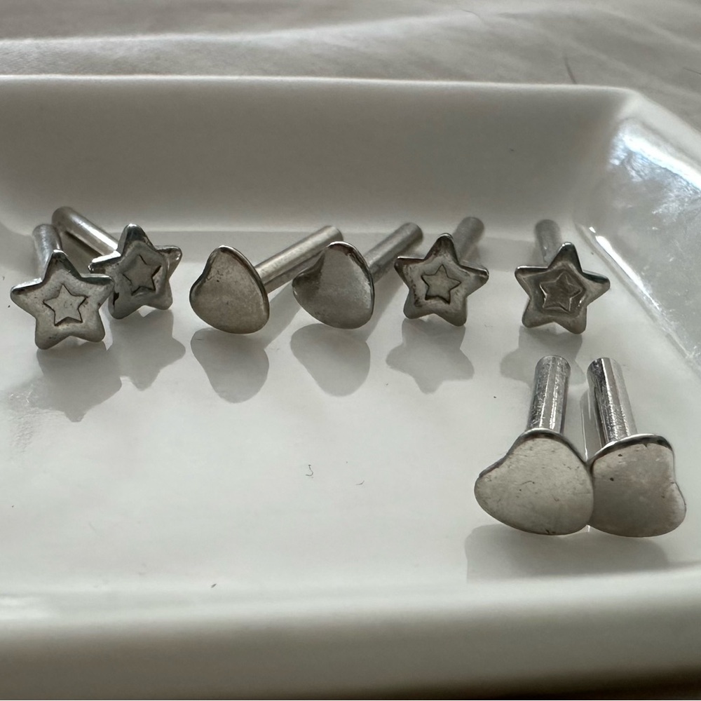 American Girl Doll Silver Star and Heart Earrings